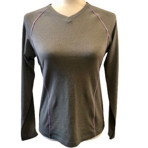 Champions Women’s double dry fitness long-sleeve gray and purple T-shirt medium